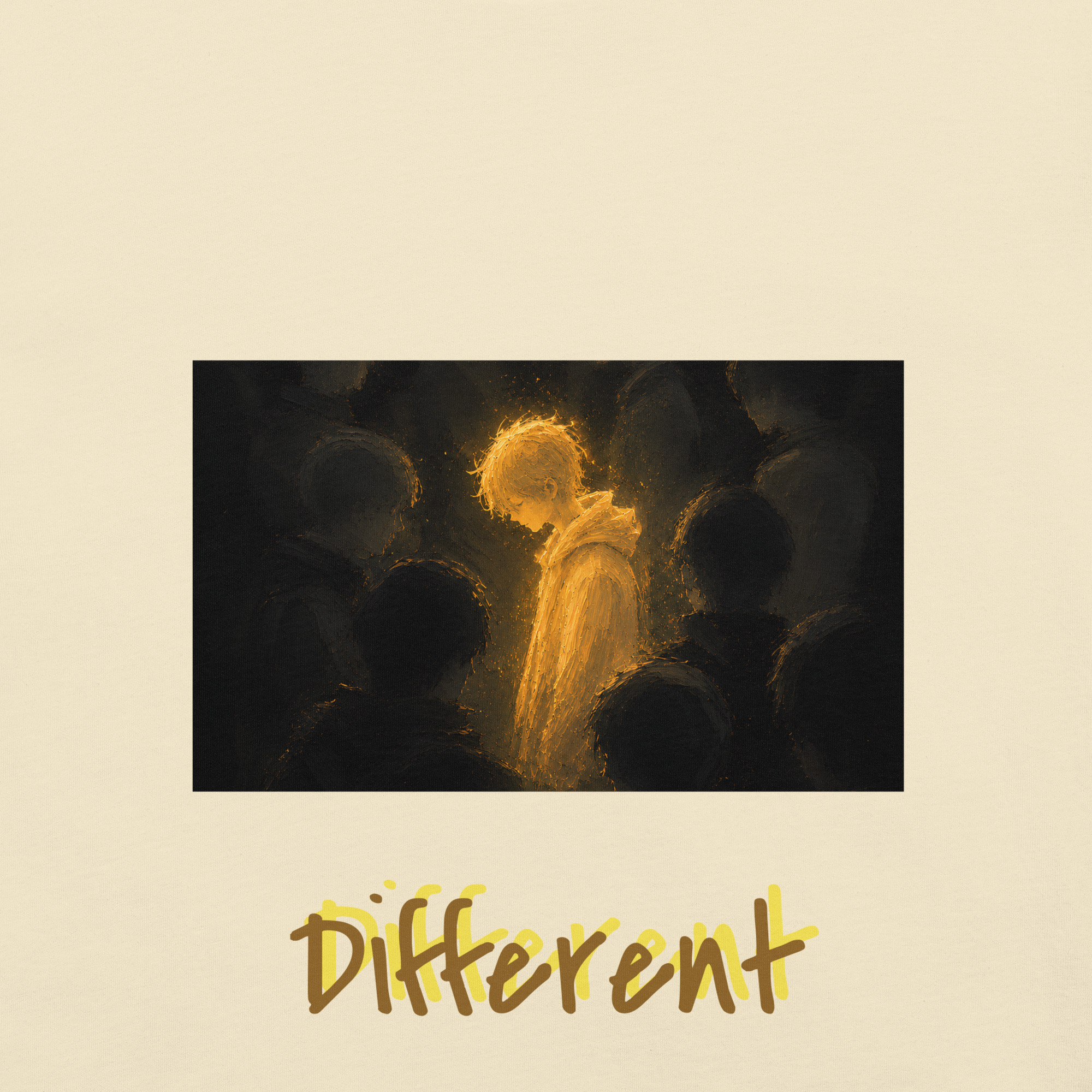 Introvert aesthetic tee with glowing figure artwork