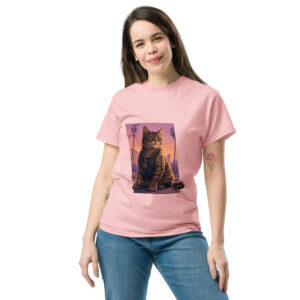 Cool Urban Cat Graphic Tee retro streetwear cat design t shirt