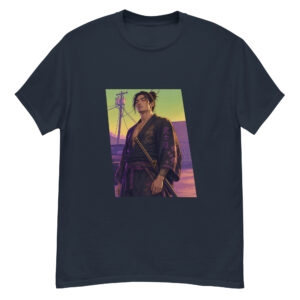 Modern Ronin Graphic Tee Japanese streetwear warrior design on navy t shirt